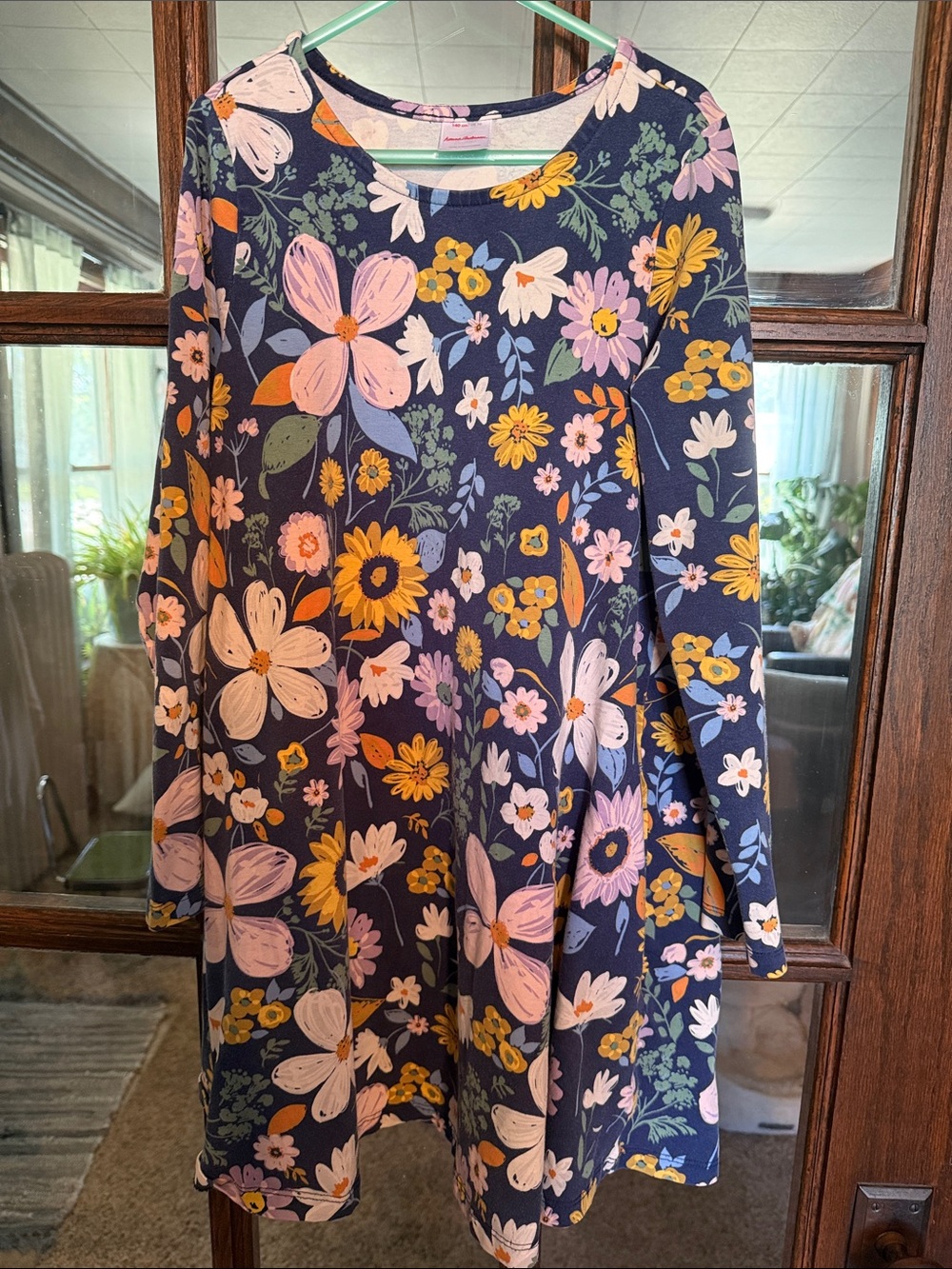 Hanna Andersson Navy Floral Long-Sleeve Girls' Dress